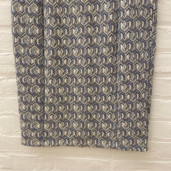 Anthropologie || Maeve Emmy Textured Pencil Skirt Geometric Blue Medium - Picture 3 of 8